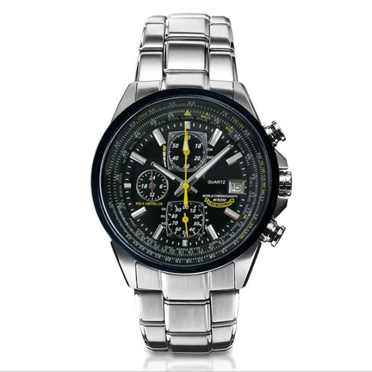 V888-ELOSUNG26272-202504211138-00 Black Dial Elegant Men's Quartz Chronograph Watch with 42mm Case and Perpetual Calendar - Image 1