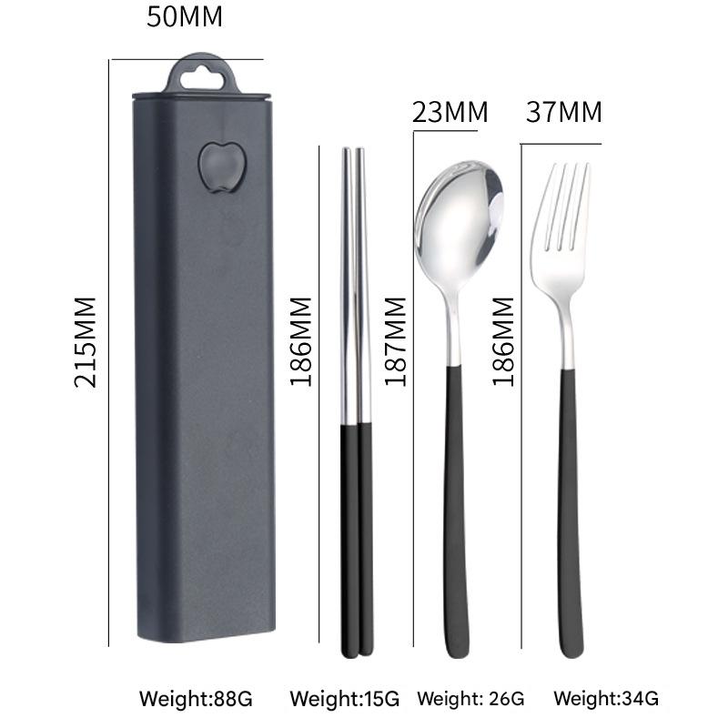 V888-ELOSUNG26345-202504281437-00 2 - pcs Black Reusable Travel Utensil Set with Case - 304 Stainless Steel Spoon, Fork & Chopsticks - Image 1