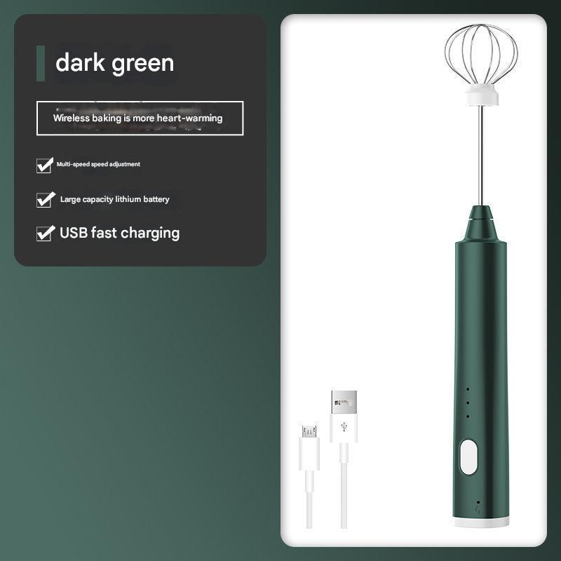 V888-ELOSUNG26377-202504281331-00 Green Cordless Egg Beater & Cream Whipper - USB Powered Hand Mixer(Balloon Head) - Image 1