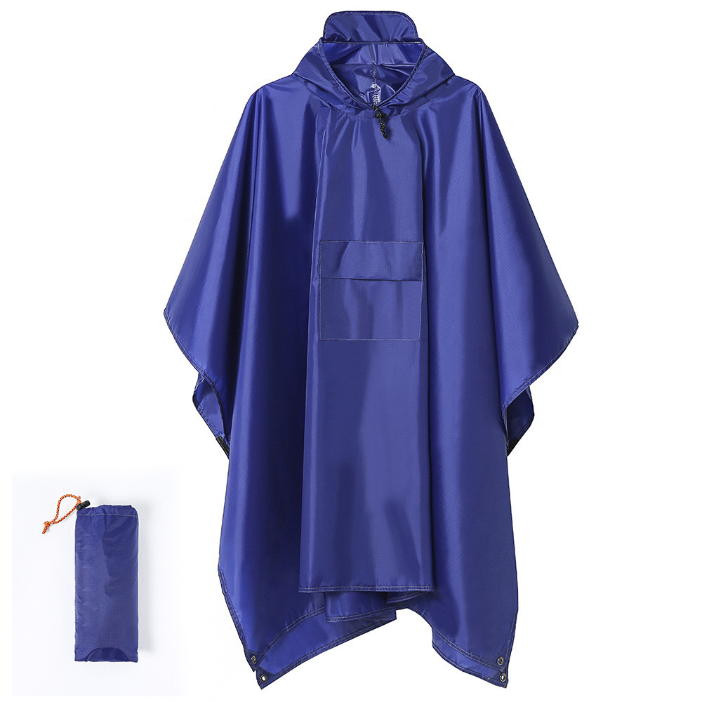 V888-ELOSUNG26433-202504281341-00 Blue Portable Outdoor Camping Poncho - Can be used as Raincoat, Tarp, Ground Cover - Image 1