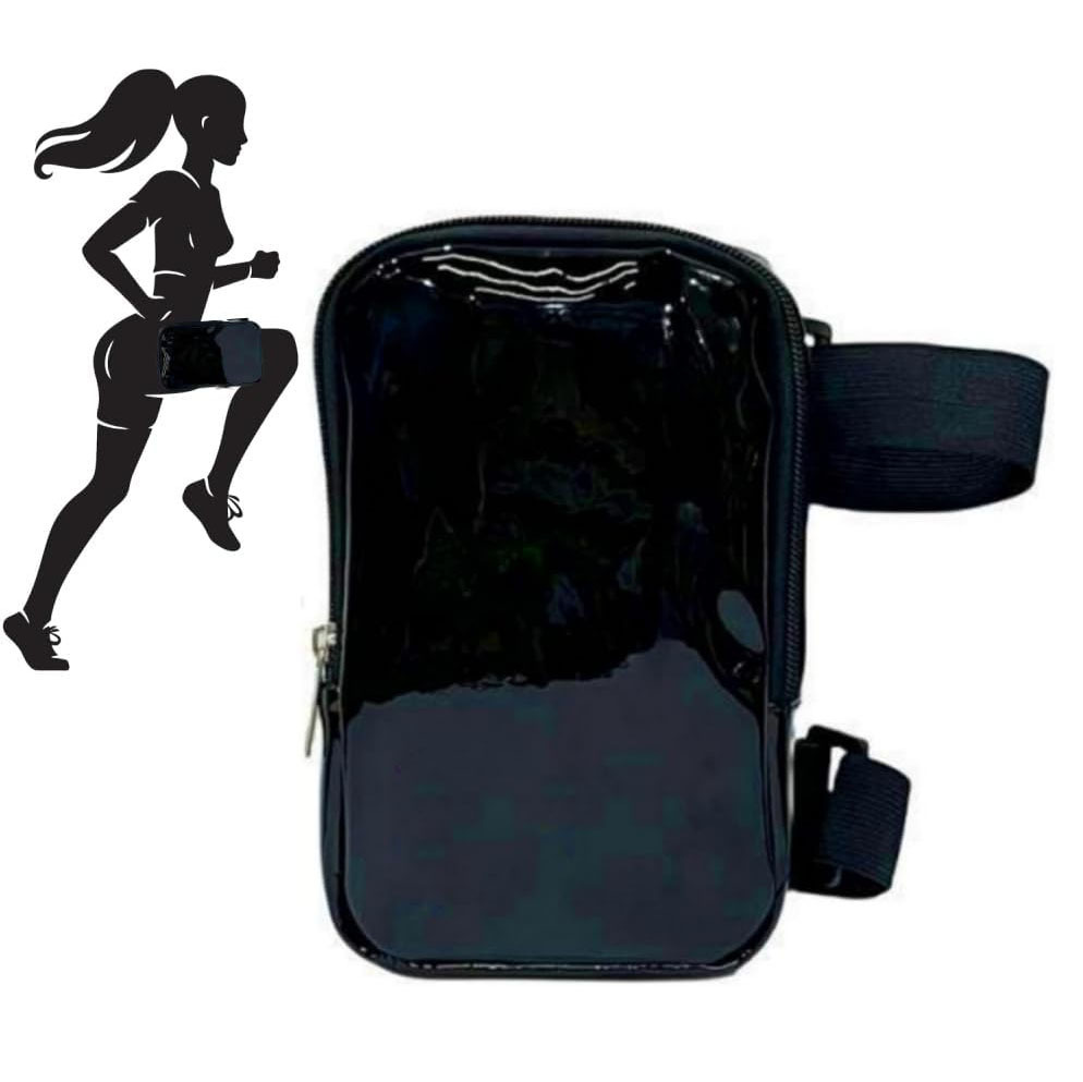 V888-ELOSUNG26464-202504281515-00 Black Shiny Holographic Thigh Holster Bag - Hands-Free Festival & Hiking Gear - Image 1