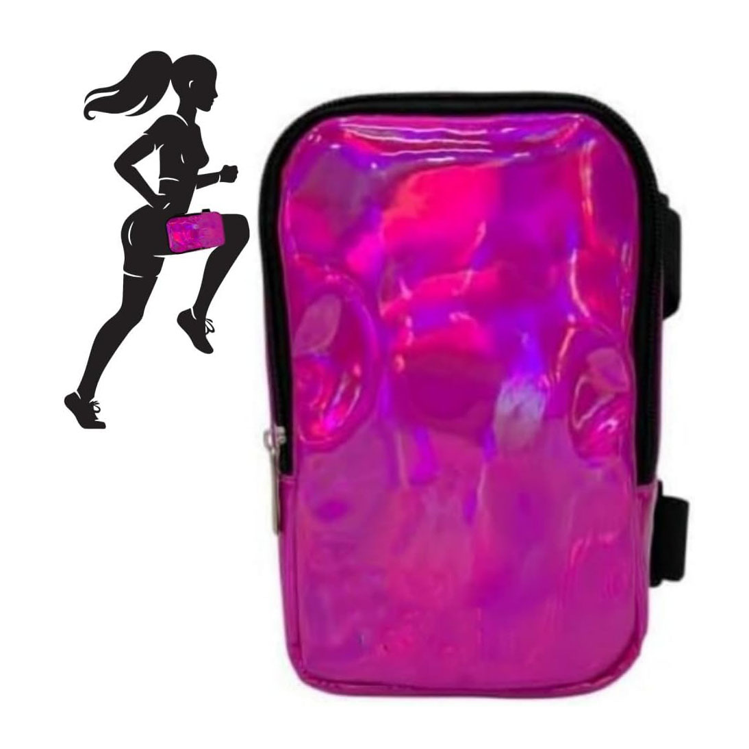 V888-ELOSUNG26466-202504281516-00 Pink Shiny Holographic Thigh Holster Bag - Hands-Free Festival & Hiking Gear - Image 1