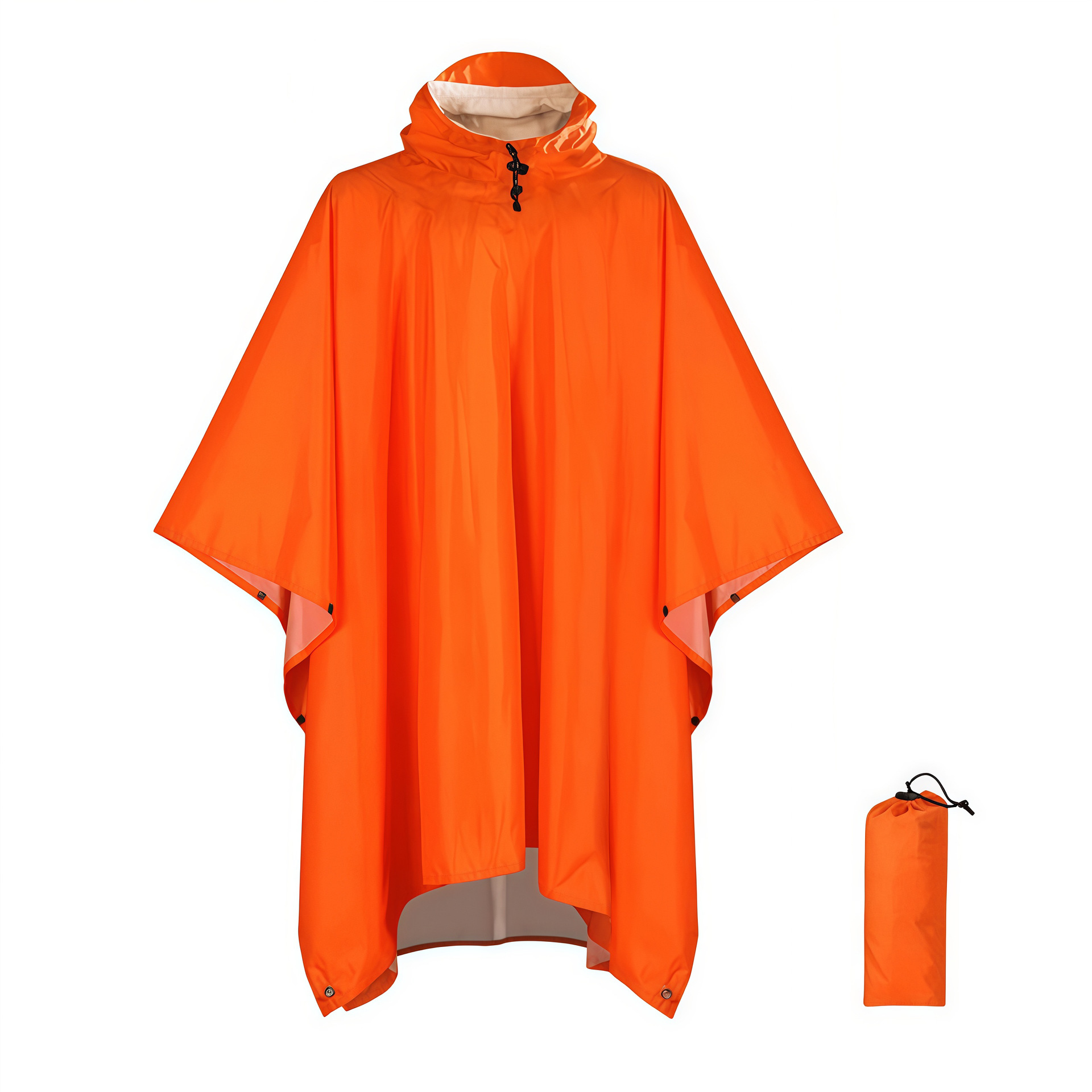 V888-ELOSUNG26478-202504281536-00 Orange Portable Outdoor Camping Poncho - Can be used as Raincoat, Tarp, Ground Cover (Polyester silver coated without pockets) - Image 1