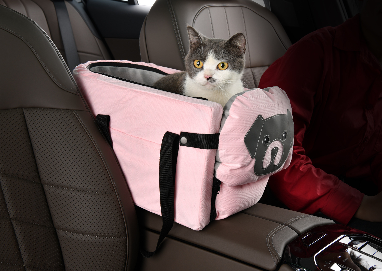 V888-ELOSUNG26512-202504291526-00 Pink Pet Car Booster Seat for Small Dogs & Cats - Safe Travel Carrier Bed - Image 1