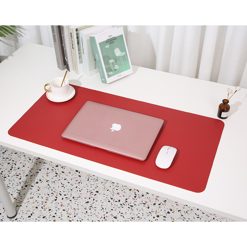 V888-ELOSUNG26562-202505081806-00 Wine red/yellow Extra-Large Leather Table Mat for Study & Work - Pad for Students & Office Use (100x50cm) - Image 1