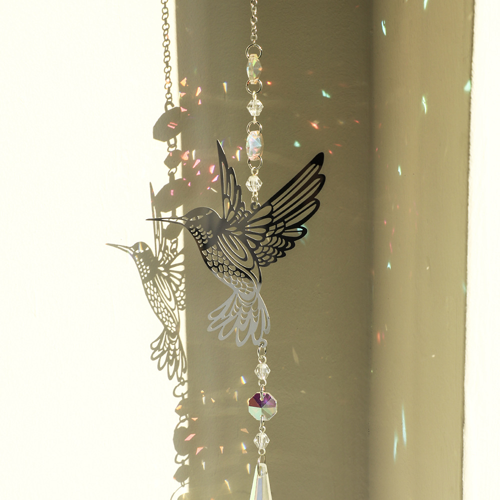 V888-ELOSUNG26567-202505081706-00 (Style A)2 PCS Hummingbird Metal Suncatcher with Crystal Accents - for Window or Wall Indoor Hanging Ornament - Image 1