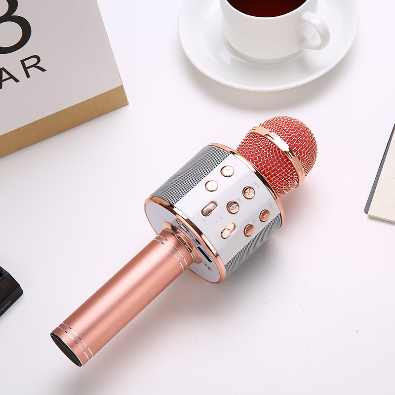 V888-ELOSUNG26580-202505081730-00 Rose Gold Bluetooth 5.0 Karaoke Microphone for Family Entertainment - Image 1