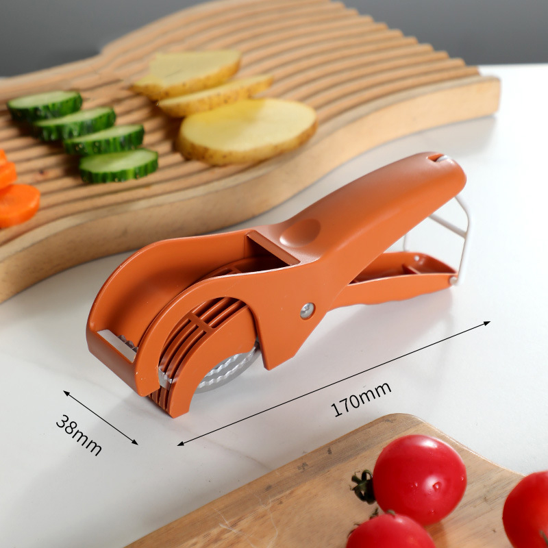 V888-ELOSUNG26783-202505131936-00 2 pcs Orange 5-Blade Fruit & Vegetable Slicer for Crinkle Cuts - Kitchen Gadget - Image 1