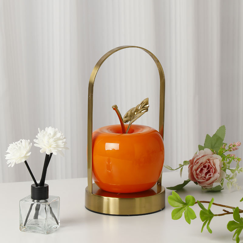 V888-ELOSUNG26842-202505151726-00 Orange Decorative Apple Table Lamp - USB-C, 3 Light Modes, Metal Handle - Image 1