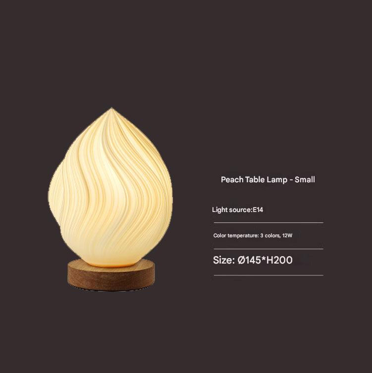 V888-ELOSUNG26977-202505191245-00 Unique Pleated Design Table Lamp - 3D Printed Washable Shade, Wooden Base, Adjustable LED (Small peach) - Image 1