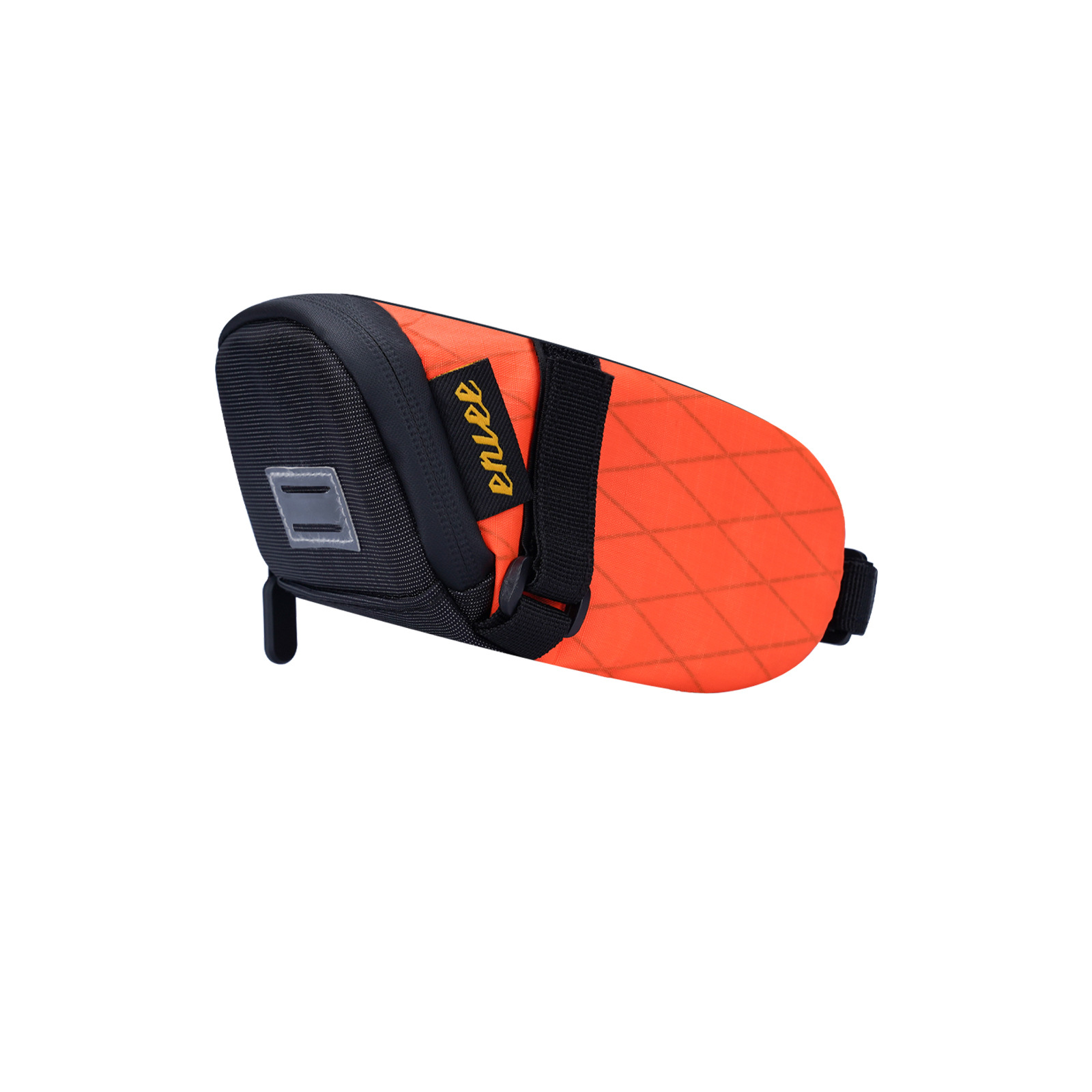 V888-ELOSUNG27020-202504211136-00 Orange And Black Water-Resistant Bicycle Saddle Bag - 1.3L Reflective Seat Pack for Road & Mountain Bikes - Image 1
