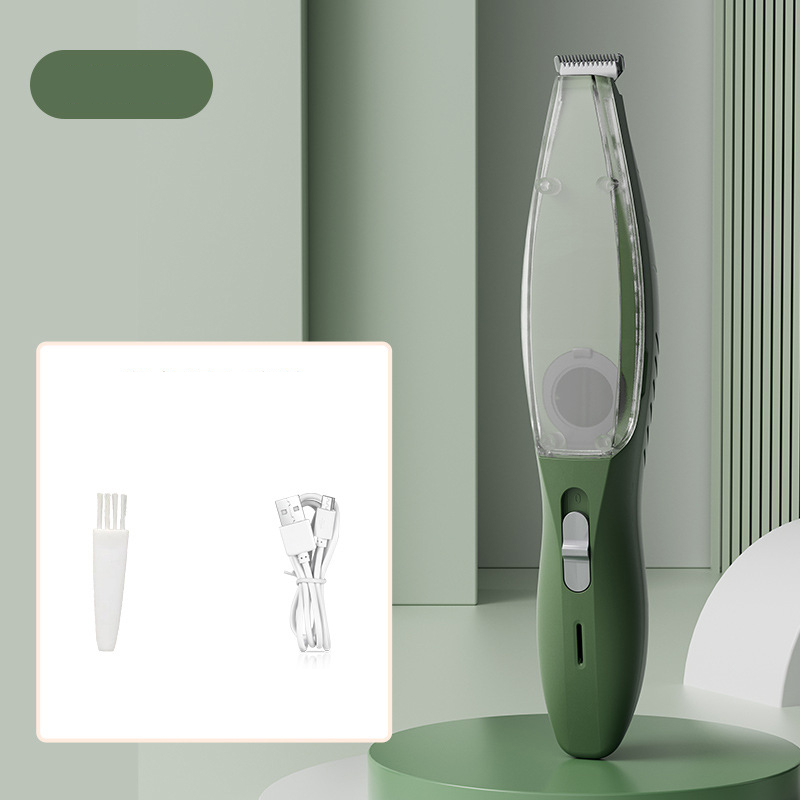 V888-ELOSUNG27022-202504211140-00 Green Rechargeable Pet Grooming Clipper with Built-in Vacuum - Low Noise Hair Trimmer for Dogs & Cats - Image 1