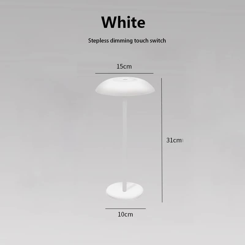 V888-ELOSUNG27036-202504211226-00 White Minimalist Rechargeable LED Touch Table Lamp - 3-Color Stepless Dimming Metal Desk Light - Image 1