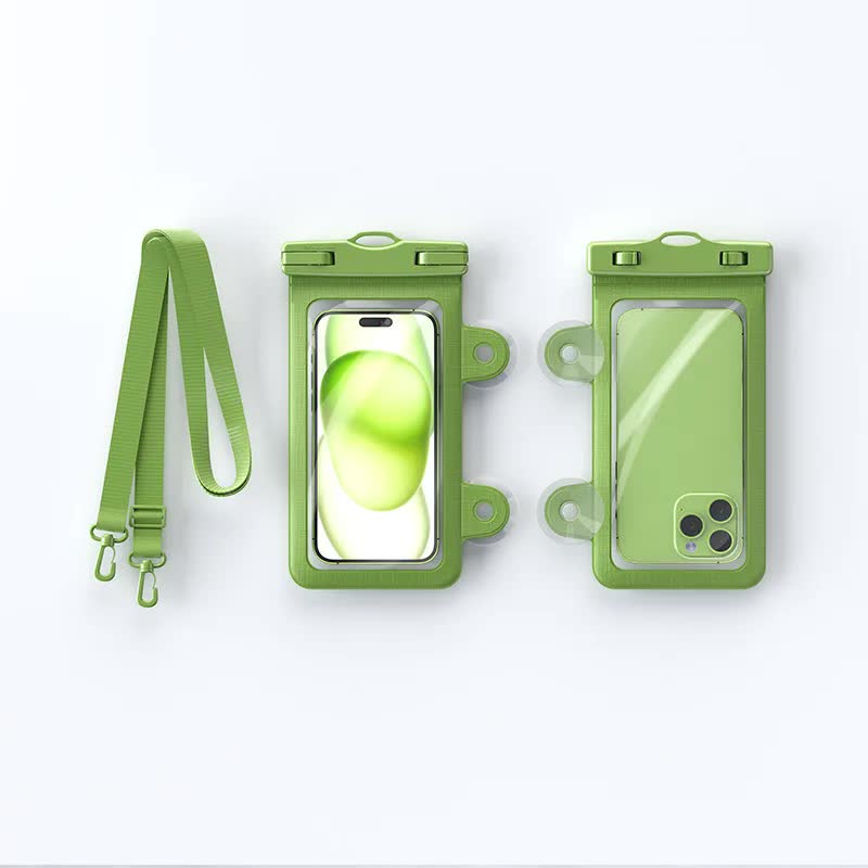 V888-ELOSUNG27052-202504211307-00 Green 2-Pack Universal IPX8 Waterproof Phone Pouch with Lanyard - Touch Sensitive Case for Swimming & Outdoor Sports - Image 1
