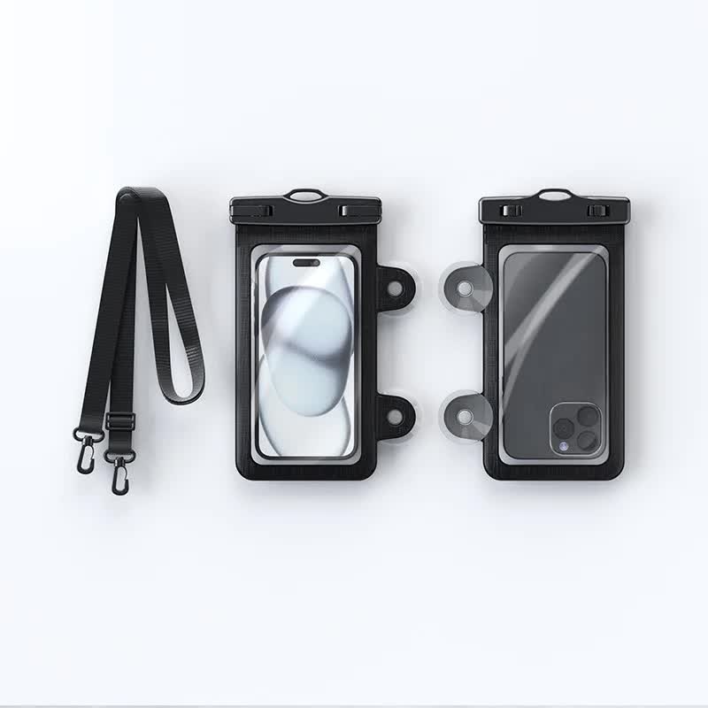 V888-ELOSUNG27055-202504211308-00 Black 2-Pack Universal IPX8 Waterproof Phone Pouch with Lanyard - Touch Sensitive Case for Swimming & Outdoor Sports - Image 1