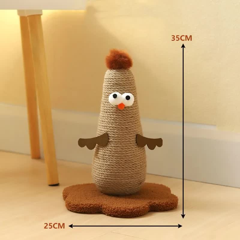 V888-ELOSUNG27113-202504221130-00 Coffee Adorable Chick Cat Scratching Post - Durable Sisal Rope Scratcher Toy for Cats & Kittens - Image 1