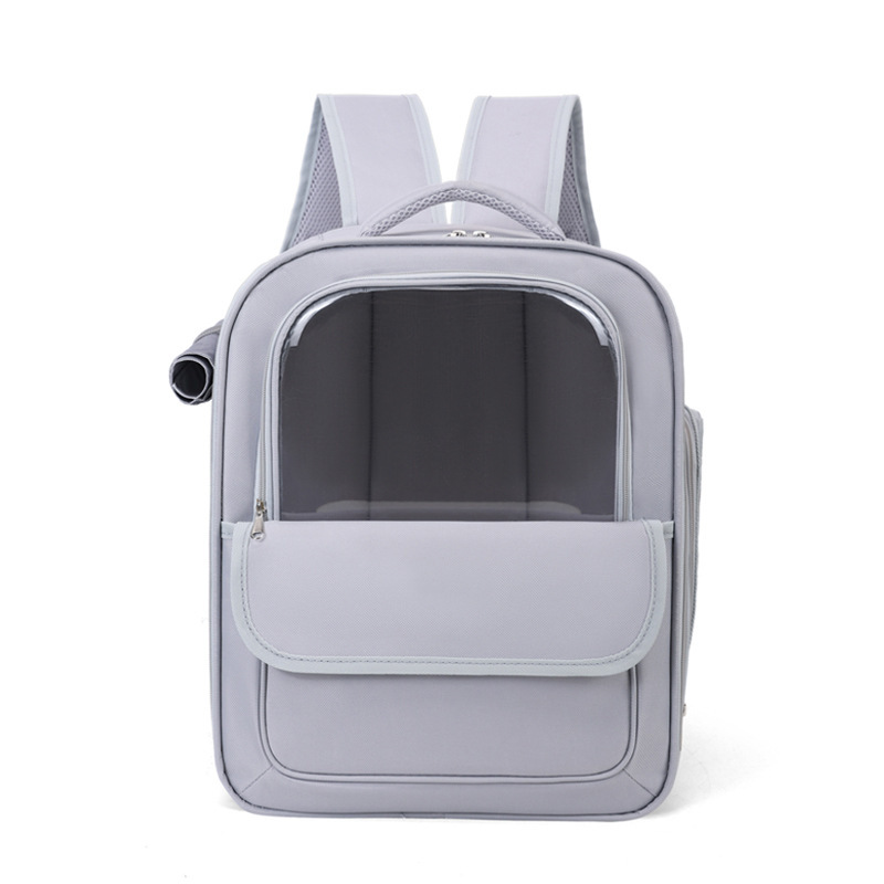 V888-ELOSUNG27129-202504281431-00 Grey Spacious Pet Carrier Backpack with Clear Window - Comfortable Travel Bag for Cats & Small Dogs - Image 1