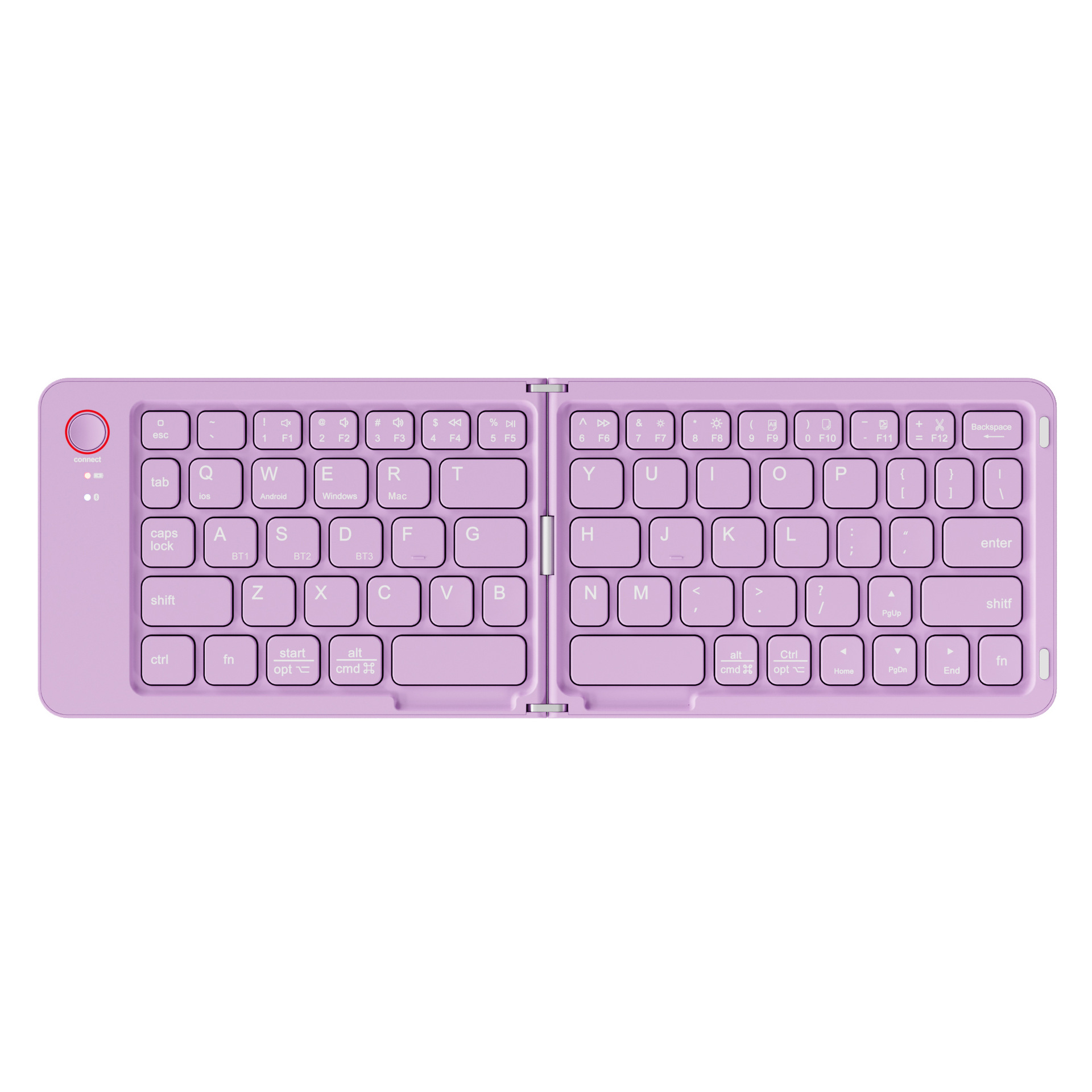 V888-ELOSUNG27140-202504281507-00 Purple Ultra-Slim Foldable Bluetooth Keyboard - Portable Wireless Rechargeable Travel Keyboard for iOS Android Windows Devices - Image 1