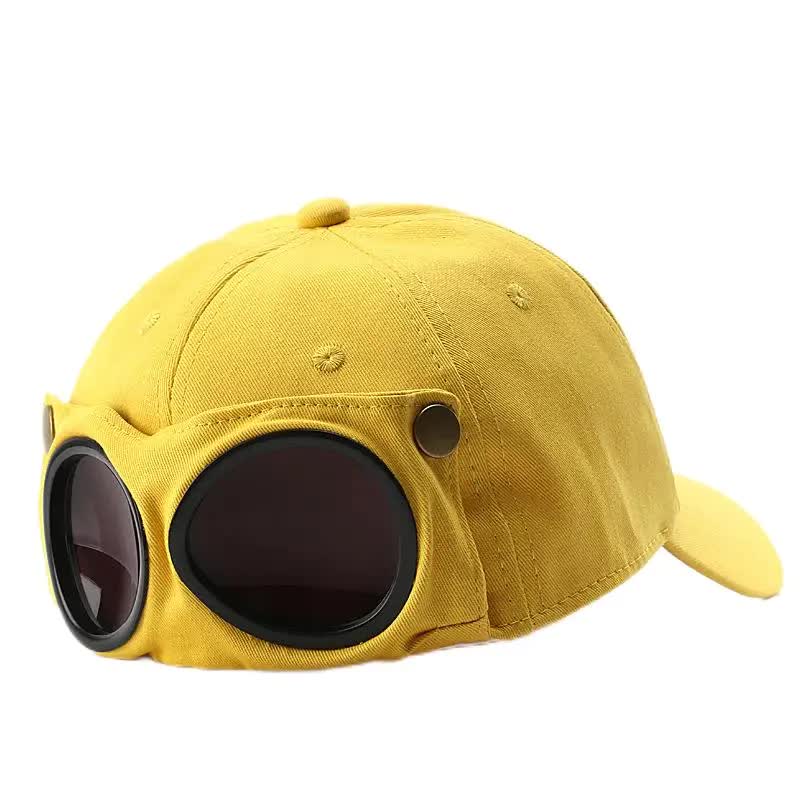 V888-ELOSUNG27193-202504281510-00 Yellow Stylish Aviator Goggle Baseball Cap - Unisex Outdoor Cotton Sun Hat - Image 1