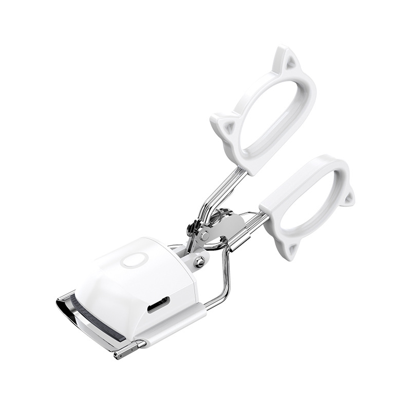 V888-ELOSUNG27363-202505071506-00 White USB-C Rechargeable Heated Eyelash Curler - Gentle Long-Lasting Lift with 2 Temperature Modes & Cute Cat Ear Design - Image 1