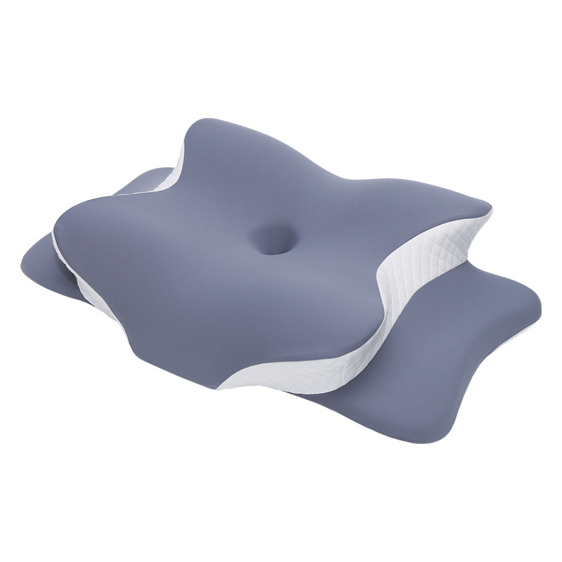 V888-ELOSUNG27377-202505081721-00 Blue and White Ergonomic Butterfly Memory Foam Pillow - Cervical Neck Support for Side, Back & Stomach Sleepers, Orthopedic Contour Design - Image 1
