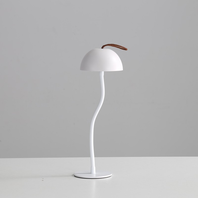 V888-ELOSUNG27427-202505081810-00 White Sleek Minimalist LED Mushroom Table Lamp - Rechargeable 3-Color Touch Control, Bar & Ambient Light - Image 1