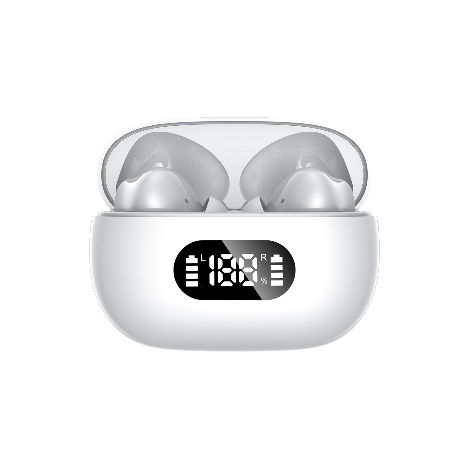 V888-ELOSUNG27519-202505131930-00 White ProBeat X5 TWS Earbuds: Bluetooth 5.3, LED Smart Display Case, Intuitive Touch Controls, Extended Playtime - Image 1