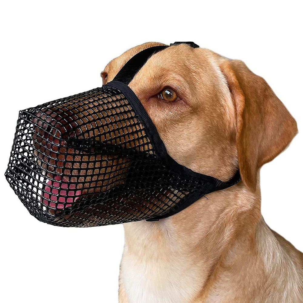V888-ELOSUNG27567-202505131727-00 2 Pcs Size S Black Breathable Mesh Dog Muzzle - Anti-Barking, Biting & Chewing - Adjustable & Comfortable Nylon Muzzle for Dogs - Image 1