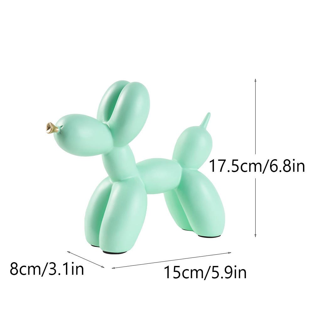 V888-ELOSUNG27638-202505151712-00 Green Modern Resin Balloon Dog Sculpture - Playful Art Figurine with Golden Snout Accent - Image 1