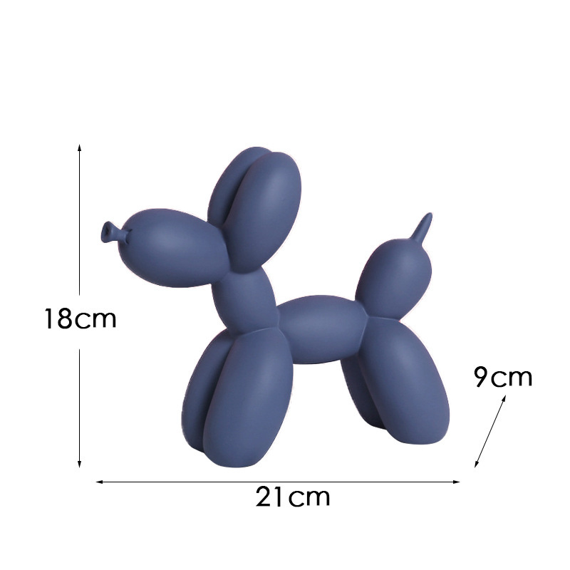 V888-ELOSUNG27675-202505151807-00 Dark Blue Modern Resin Balloon Dog Sculpture - Playful Art Figurine with Golden Snout Accent - Image 1