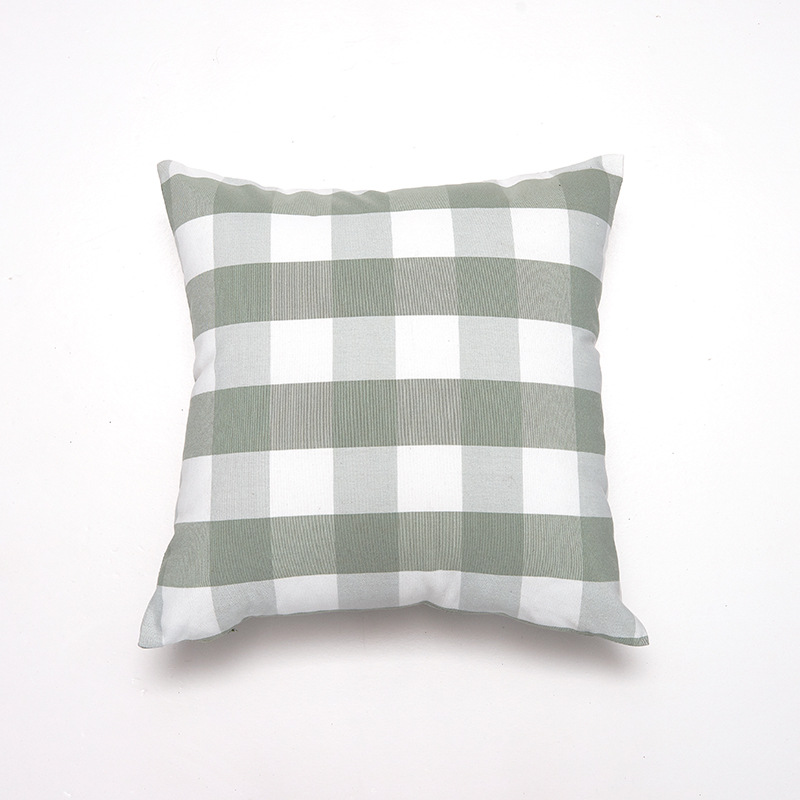 V888-ELOSUNG27823-202505191324-00 Green Big Plaid Pattern Set of 2 Decorative Cushion Covers - 45x45cm, Soft Polyester (Inserts Not Included) - Image 1