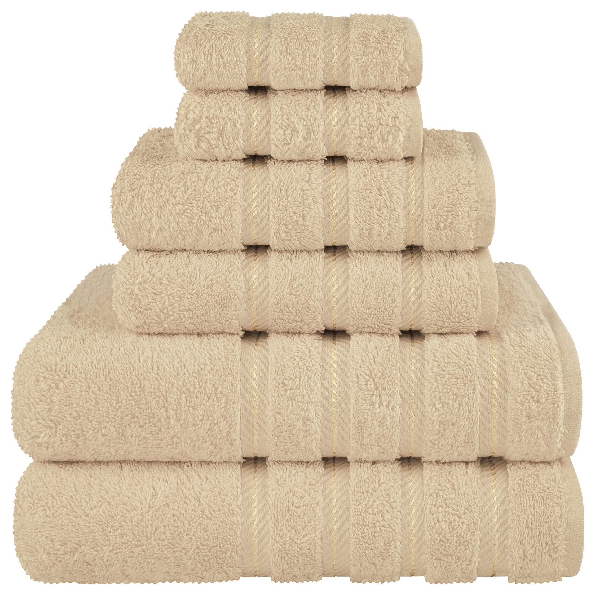 V888-ELOSUNG27902-202505231140-00 Khaki Luxury 6-Piece Combed Cotton Towel Bale Set - Ultra Soft & Absorbent Bath, Hand, Face Towels - Image 1