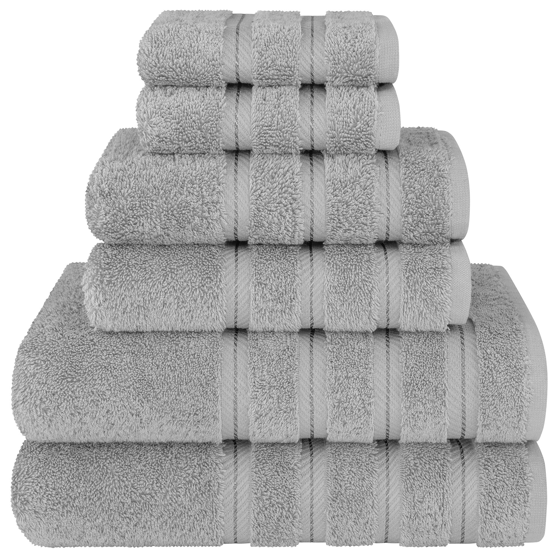 V888-ELOSUNG27903-202505231140-00 Grey Luxury 6-Piece Combed Cotton Towel Bale Set - Ultra Soft & Absorbent Bath, Hand, Face Towels - Image 1