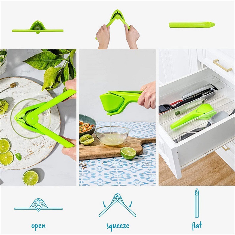 V888-ELOSUNG27976-202505231316-00 3 Pcs Green Easy-Squeeze Manual Citrus Juicer - Durable Lemon & Orange Squeezer with Pour Spout, Food-Grade PP - Image 1