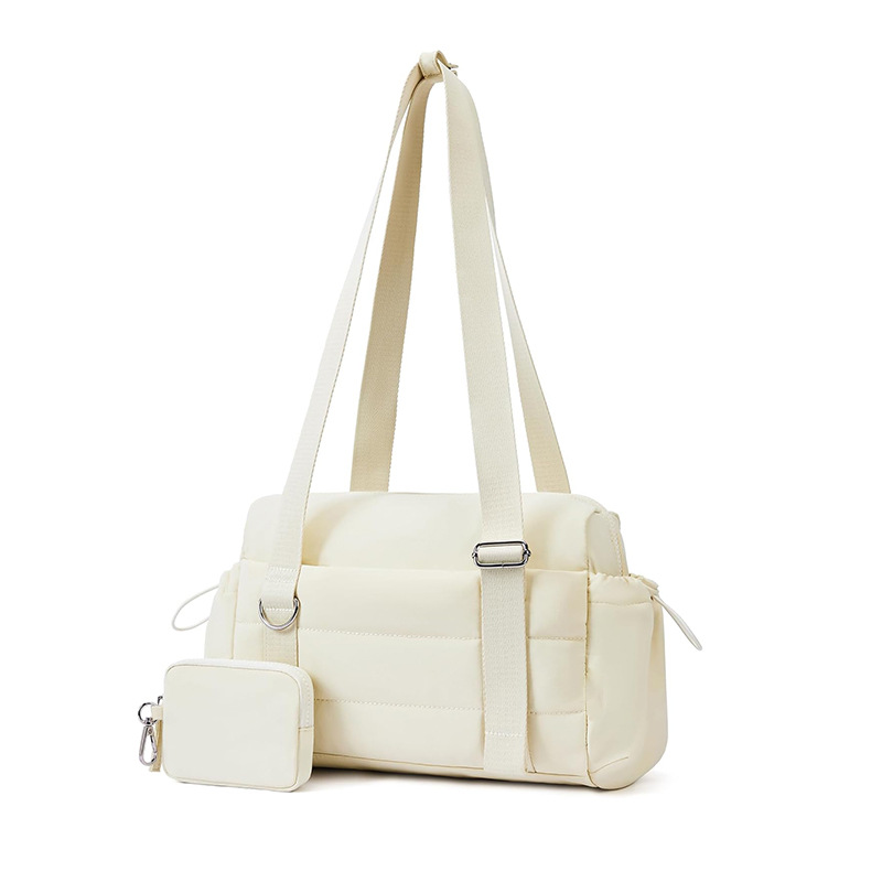 V888-ELOSUNG27989-202505231320-00 Beige Chic Women's Mini Gym Duffel Bag - Lightweight Nylon Shoulder Tote with Wet Pocket, Multiple Compartments & Removable Pouch - Image 1