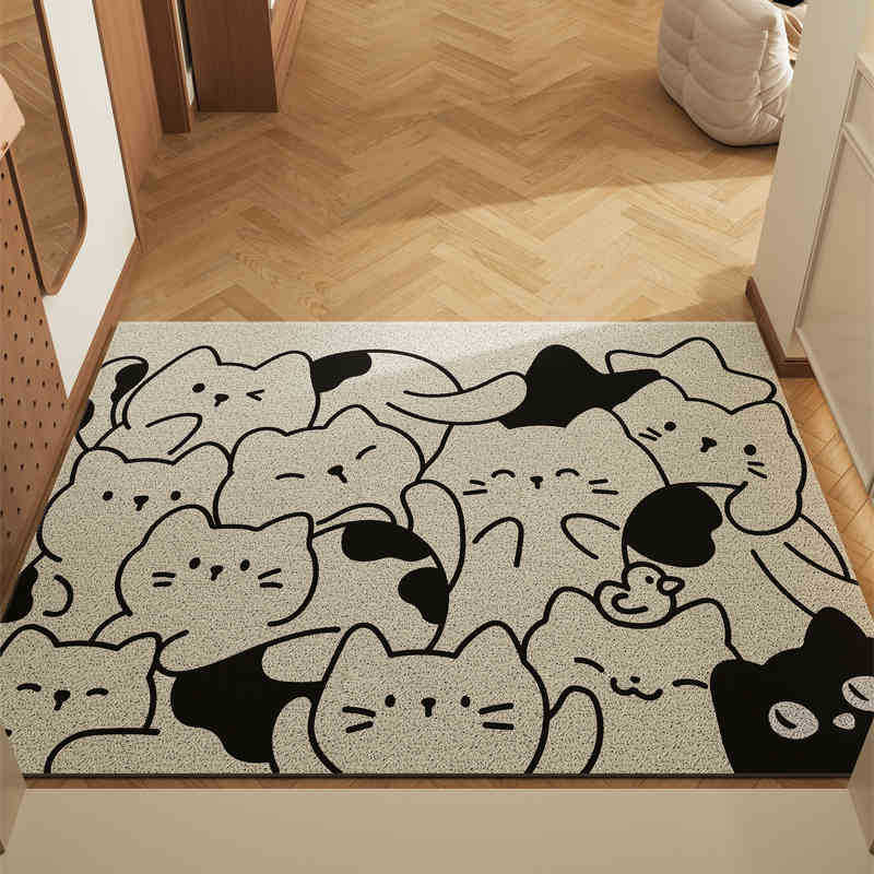 V888-ELOSUNG28014-202504281435-00 Stacking Cat Set of 2 Cartoon PVC Coil Entrance Mats - Non-Slip Dirt Trapping Door Mats (50x80cm) - Image 1