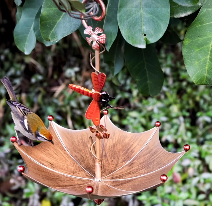 V888-ELOSUNG28019-202504281446-00 Dragonflies Charming Hanging Umbrella Bird Feeder - Decorative Outdoor Garden Accent - Image 1