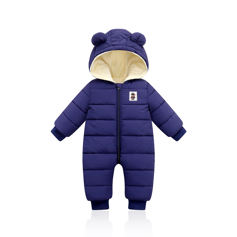 V888-ELOSUNG28207-202504291546-00 Suitable For Height 80cm Dark Blue Baby & Toddler Hooded Padded Snowsuit - Fleece Lined Winter Romper Outerwear - Image 1