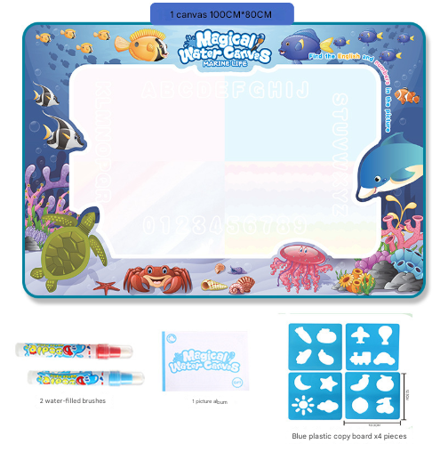 V888-ELOSUNG28213-202504291552-00 Fruit Alphabet Giant Aqua Magic Doodle Mat 100x80cm - Mess-Free Reusable Water Drawing Pad for Creative Kids - Image 1