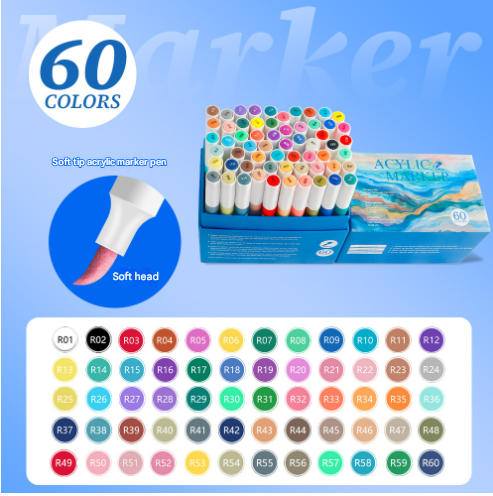 V888-ELOSUNG28290-202505071448-00 60 Color Acrylic Marker Pens for Kids - Washable Drawing and Doodling Set for Creative Art - Image 1
