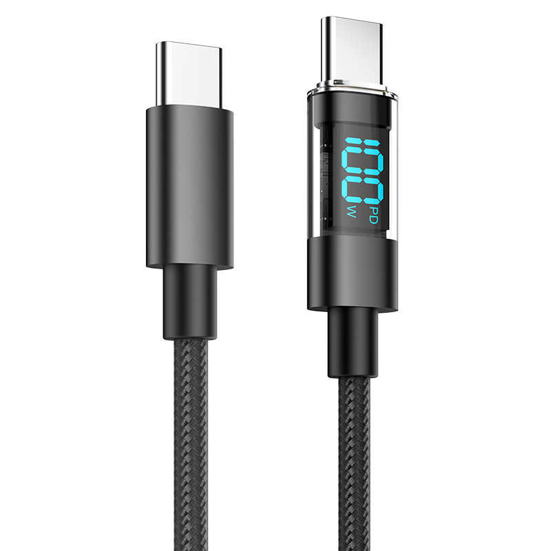 V888-ELOSUNG28304-202505071441-00 2 Meter Type-C To Type-C 4-Piece Set 1m 100W Super Fast Charge Transparent Aluminum Shell Digital Display Data Cable - Dual-Head Type-C Fast Charge Cable - Image 1