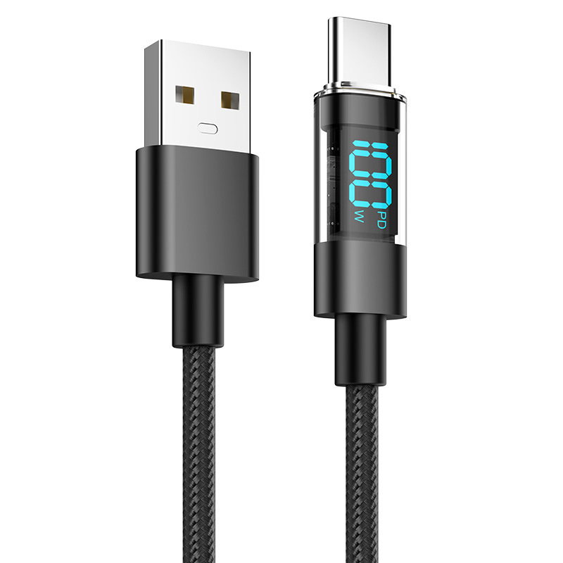 V888-ELOSUNG28306-202505071442-00 2 Meter USB To Type-C 4-Piece Set 1m 100W Super Fast Charge Transparent Aluminum Shell Digital Display Data Cable - USB Type-C Fast Charge Cable - Image 1