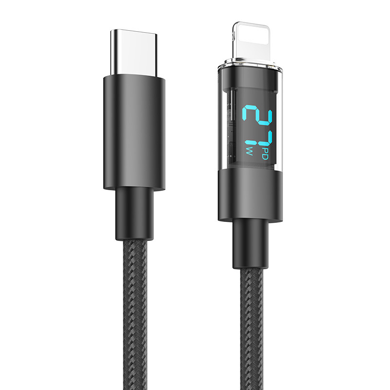 V888-ELOSUNG28308-202505071442-00 2 Meter IOS To Type-C 4-Piece Set 1m 100W Super Fast Charge Transparent Aluminum Shell Digital Display Data Cable - IOS Type-C Fast Charge Cable - Image 1
