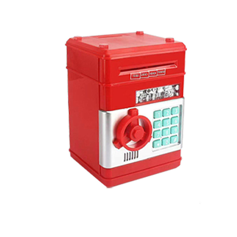 V888-ELOSUNG28470-202505131835-00 Red Children's Mini Safe Piggy Bank with Fingerprint and Password Lock - Image 1