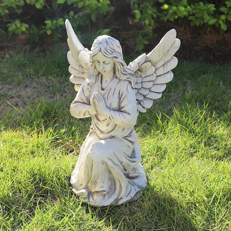 V888-ELOSUNG28684-202505191353-00 Nordic Style Resin Angel Garden Ornament - Serene Religious Decor - Image 1