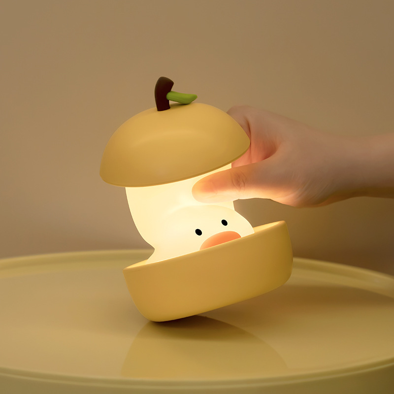 V888-ELOSUNG28698-202505191242-00 Yellow Colorful Duck Pear USB Night Light - Adjustable Sleep Companion - Image 1