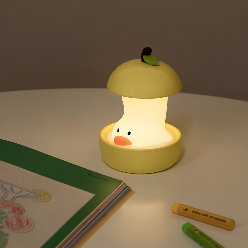 V888-ELOSUNG28699-202505191416-00 Green Colorful Duck Pear USB Night Light - Adjustable Sleep Companion - Image 1