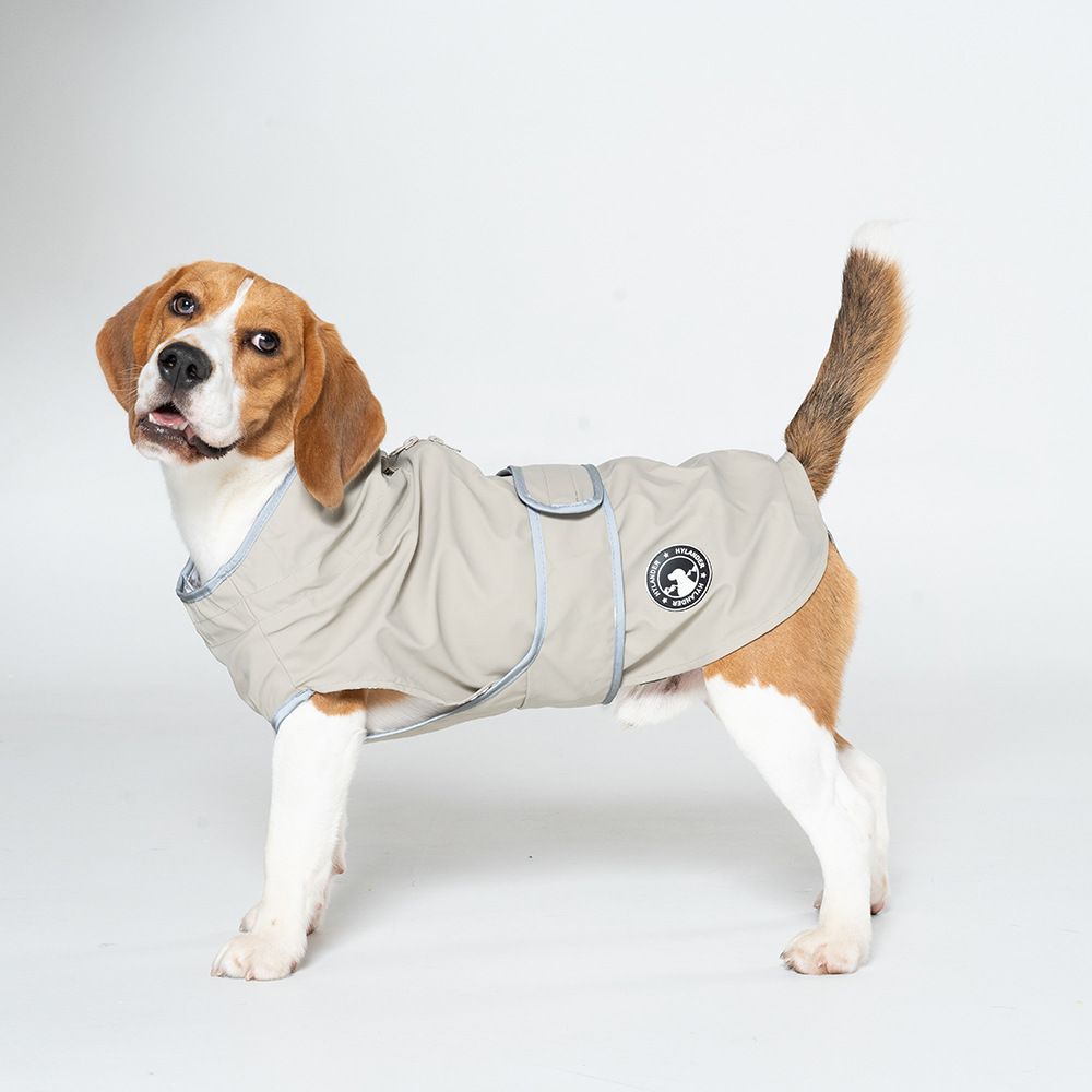 V888-ELOSUNG28737-202505191333-00 50# Grey Waterproof Reflective Dog Raincoat for Small to Large Dogs - Image 1