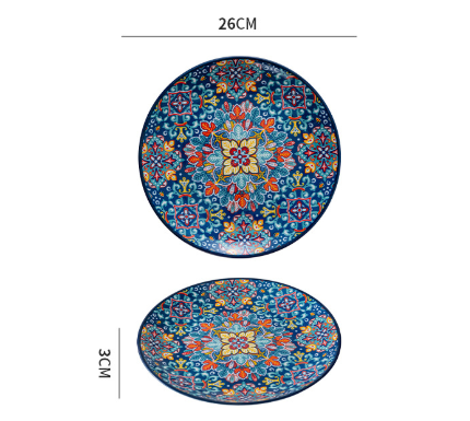 V888-ELOSUNG28765-202505231407-00 Lambos 10-Inch Bohemian Ceramic Shallow Plate - Image 1