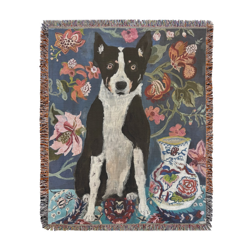 V888-ELOSUNG28839-202505231326-00 Dog Artistic Jacquard Throw Blanket - American Style Illustrated Sofa Cover & Tapestry - 130 x 160cm - Image 1